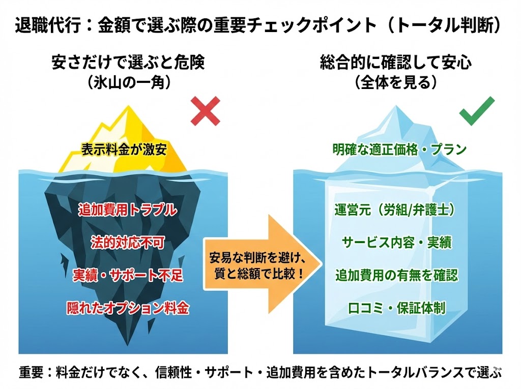 退職代行サービスを金額で選ぶ際のポイント