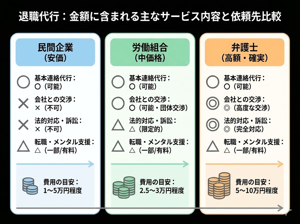 退職代行の金額に含まれるサービス内容